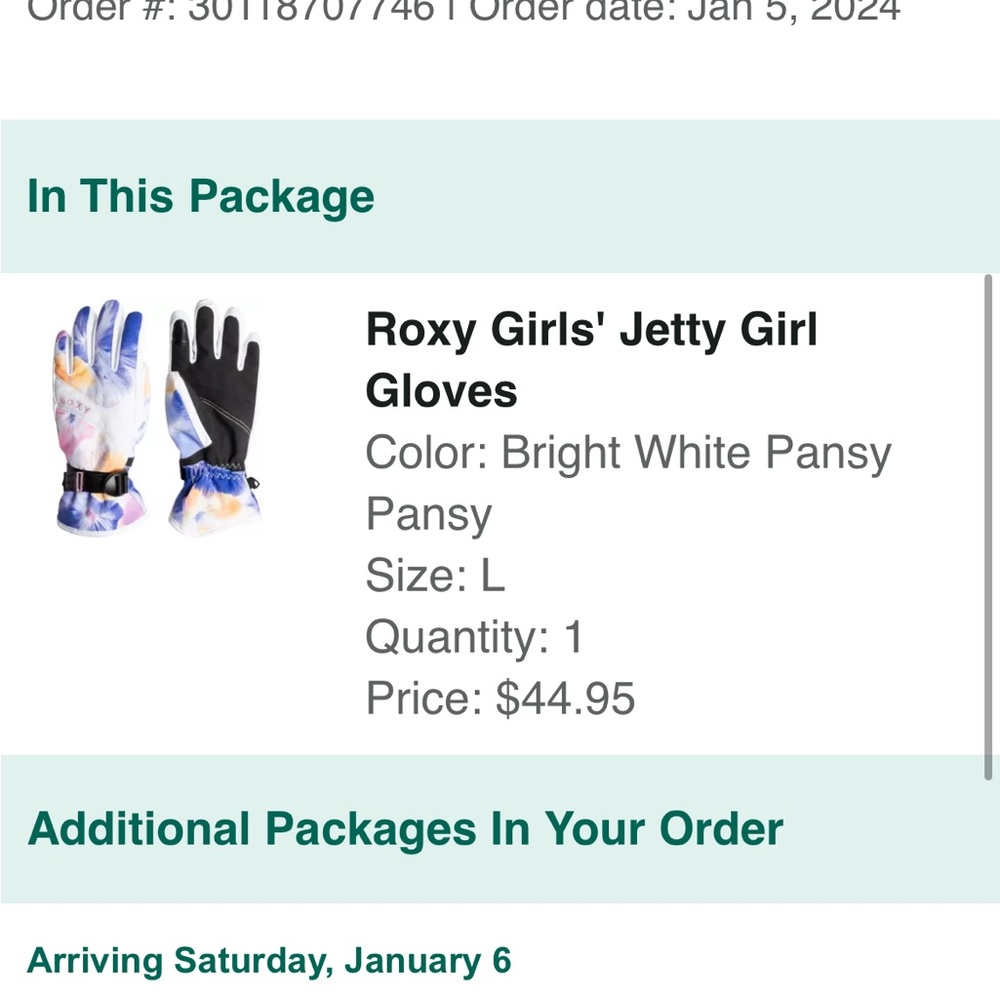 Roxy girls jetty gloves